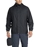 33,000ft Regenjacke Herren Leicht Wasserdicht Faltbare Regenmantel mit Kapuze Fahrrad Rain Windbreaker Windjacke Camping Outdoor schwarz XL