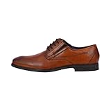 Bugatti Herren Business Halbschuh Aus Leder, Mit Two-tone-finish, Ergonomische Passform Gummizug Derbys, Cognac, 43 EU