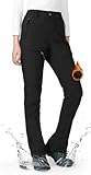 Wespornow Damen Wanderhose Wasserdicht Thermohose Gefüttert Outdoorhose Softshellhose Skihose Warm Ski Pants Women Schneehose Kletterhose Jagdhose Trekkinghose Winter Regenhose（Schwarz，2XL）