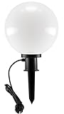 ChiliTec Kugelleuchte Gartenlampe 20cm mit Erdspieß für Aussen IP44 1,5m Kabel E27 Fassung Wetterfest Hitze- & Frost beständig - ohne Leuchtmittel
