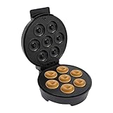 Begoniape Donut Maker Automatische mit 7 Fächern Multifunktionaler Mini-Donut Maker Antihaftbeschichtung Cake Pop Maker 20 * 20 * 25 cm (Schwarz + Silber)