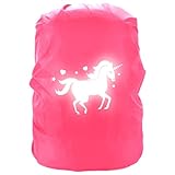 Regenüberzug Schulranzen Rucksack Regenschutz mit Sicherheits, wasserdichte Regenhülle Schulranzen Reflektierender Rucksacküberzug, Reflektionsbild Schulranzen Regenhülle für Schulanfänger (Rosa)