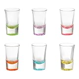 Kasanova Pasabahce Likörglas-Set, 6-teiliges mehrfarbiges Glas, Vielfarbig