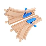 FIXOSHEE 2 Stück Holzschienen Weiche Teiliges Set Blaue Weiche für Holzeisenbahn Kompatibel mit Großen Marken Lernspielzeug für Jungen Mädchen zur Motorischer Fähigkeiten und Räumlichen