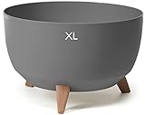Blumentopf mit Füßen aus Kunststoff Schale Rund mit Einsatz Kräutertopf (Anthrazit, XL - 47 cm)
