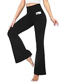 TNNZEET Schlaghose Damen High Waist Mit Taschen, Yogahose Flared Leggings Blickdicht Bootcut Jazzpants Jogginghose Für Gym Sport(Schwarz,XL)