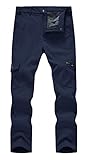 donhobo Herren Winter Wanderhose Wasserdicht Softshellhose Outdoorhose Thermohose Winddichte Skihose Warm Gefüttert Trekkinghose (Navy, 38)