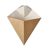 PAPSTAR 500 Pommes-Frites-Spitztüten mit Dip-Ecke, Pappe Pure 23,5 cm x 19 cm braun/Weiss Füllinhalt 1 g