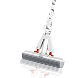 WOWZILLA PVA Schwamm Mops für Bodenreinigung, selbstauswringender Mop für Fliesenboden in Bad und Küche, Holzbodenwischer mit Schwamm-Mopp, beste Mops für Bodenreinigung mit Edelstahlgriff