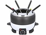 Cuisinier Deluxe Fondue Set - 6 Personen - Elektrisch - Edelstahl - Fleischfondue - Käsefondue - Schokofondue - Schwarz und Weiß