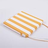 Hiseng 2er-Set Sitzkissen Tatami Stuhlkissen Quadrat Weiches Polyester Streifen Dickes Matratzenkissen Bodenkissen Sitzpolster für Esszimmer Küche Terrasse Stuhl Bank (Gelb-Weiß,50x50cm)