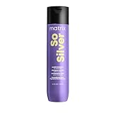 Matrix Haarshampoo für blondes und graues Haar zur Neutralisation von Gelbstichen, Mit Violett-Pigmenten, So Silver Shampoo, 1 x 300ml