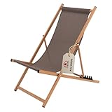 Doppler Varese Strandstuhl in Holzoptik/Greige I Klappstuhl aus Aluminium I Sonnenliege klappbar leicht I Gartenstuhl verstellbar I Liegestuhl Strand I Gartenmöbel wetterfest & platzsparend