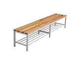 furni24 Bank Umkleidebank, Sitzbank für Umkleideräume mit Schuhrost BxHxT: 200x42x40 cm, Umkleidesitzbank, Umkleidebank, Garderobenbank, Sportbank, Bank mit Echtholz für Fitnessstudio
