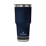 Go Caddy Trinkbecher mit Bluetooth-Lautsprecher, isolierter Edelstahl-Reisebecher mit Deckel, Thermoskanne für heiße und kalte Getränke, integrierter Lautsprecher, Gummiboden, Marineblau