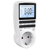 Zeitschaltuhr Digital, 24Std-Wochen Zeitschaltuhr Steckdose, Beleuchtung Timer Steckdose Stecker mit 16 Timer-Programme, LCD Stecker Zeitschalter Wochenzeitschaltuhr mit Einbruchschutz