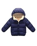 JiAmy Baby Winterjacke Jungen Mädchen Gefüttert Warm Abnehmbarer Kapuzen Steppjacke Kleinkinder Winddicht Outdoor Winter Mantel Oberbekleidung für 2-3 Jahre, Navy Blau