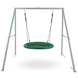 HyperMotion Storchennest Gartenschaukel mit A-Rahmen - Outdoor Schaukel für 2 Personen, 102 cm Nestfläche, 150 kg Tragkraft, UV-beständig - Grün, Modell HYP1