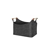 Extra Dicker Filzkorb Zur Aufbewahrung Von Brennholz, Großes Fassungsvermögen Mit Verstärkten Holzgriffen – Robuster, Tragbarer Holzhalter