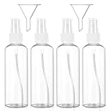 Hanyousheng Sprühflasche, Transparente Zerstäuber Flaschen, 4 X 100ml Plastik Feinen Nebel Sprühflasche, Tragbares Reiseflaschen Set mit 2 Trichter, für Parfüms, Öle und Festiger