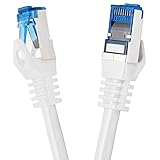 BIGtec 15m CAT.7 Patchkabel Netzwerkkabel Gigabit Patch DSL LAN Ethernet Kabel weiß Kupferkabel doppelt geschirmt (RJ45 Stecker Cat-7 S/FTP PIMF)