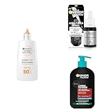 Garnier UV-Sonnenschutzfluid für zu Unreinheiten neigende Haut, Ambre Solaire Super UV Niacinamide Daily Fluid, 1 x 40 ml + Garnier Hautklar Waschgel, BHA Carbon Cleanser mit Kohle, 250 ml