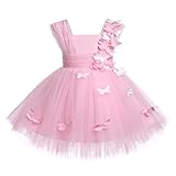 Baby Mädchen Prinzessin Kleid Blumenmädchenkleid Taufkleid Kleinkinder Schmetterling Festlich Festkleid Hochzeit 1. Geburtstag Partykleid Festzug Prinzessin Tüllkleid Formal Abendkleid Rosa 3-4 Jahre