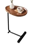 AWC Beistelltisch, Kaffeetisch, Couchtisch, mobiler Wohnzimmertisch, Holzoptik, Nachttisch, Sofatisch, rund, oval, 70 cm hoch, Couchablage, Sofablage, Teetisch, Couch Tablett, Laptoptisch