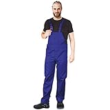 Procera Latzhose Herren Arbeitshose, Latzhose für den Sommer, mit Gummizug im Bund und Knöpfen zum Verstellen, Blau, Größe: 54