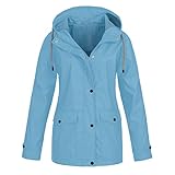 Damen Regenjacke wasserdicht mit Kapuze – verstaubare Regenjacken Radfahren Frauen – Outdoormäntel Arbeitsjacke Taschen Wintermantel Größe 24 Oberbekleidung Jacke Windbreaker Jacke mit Kapuze