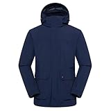 3-Winter-Skijacke für Herren, wasserdicht, mit Reißverschluss, Schneemantel mit Fleecefutter, Windbreaker, Kapuze, Regenjacken, Marineblau, Größe S