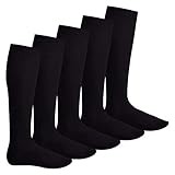 Footstar Herren & Damen Kniestrümpfe (5 Paar), Klassische Strümpfe aus Baumwolle - Everyday! - Schwarz 39-42