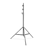 Walimex pro WT-420 Lampenstativ 420cm - Lichtstativ mit Federdämpfung, Höhe max 420cm, Traglast 7,5 kg, 40mm Rohre, Aluminium Leuchtenstativ für Fotografie Studio Outdoor, schwarz