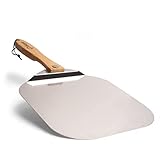 Chef Pomodoro Pizzaschieber mit einklappbarem Holzgriff, 30,5 cm x 35,5 cm - Hochwertige Pizzaschaufel aus Aluminium - Gourmet Pizzaheber für hausgemachte Pizzen, Backen, Brot - Pizza Zubehör