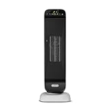 De'Longhi Turm-Keramik-Heizlüfter, Schnellheizung mit 2 Leistungsstufen, Fernbedienung, 24h-Timer, Eco-Funktion, Sicherheitsthermostat, Griff Hinten, 2000W, HFX25S20, Weiß/Schwarz