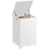 Yaheetech Wäschekorb Wäschesammler Wäschesack Wäschetruhe mit Deckel, 96L Wäschesortierer Wäschetonne Wäscheschrank Badschrank für Waschküche Schlafzimmer Badzimmer, LBH: 39.5x39.5x61 cm, Holz, Weiß