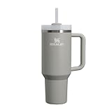 Stanley Quencher H2.0 Flowstate Trinkflasche Mit Strohhalm 1.2L - Thermobecher Kühlt 11 Stunden - 48 Stunden Eisgekühlt - Spülmaschinenfest - Thermosflasche BPA Frei - Edelstahl Trinkbecher - Ash