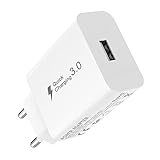 Newding 18W Ladegerät Quick Charge 3.0 Schnellladegerät USB, USB-A Power Adapter und Power IQ für Samsung Galaxy/Note, iPhone, Ipad, HTC, Huawei, Nexus, Handy Schnellladegerät, Weiß