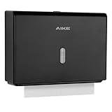 AIKE Papierhandtuchspender Wandbefestigung Kommerziell, 200+ Blätter für Z-Falt & 25.4x7.8 cm Multifalt-Tücher, Handtuchspender AK5102, Schwarz
