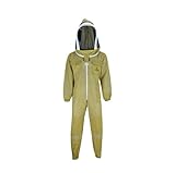 BIENE24 Imkeranzug Premium mit Atmungsnetz + Fechtschleier für Bienen Wespen Insekten Imkerei Stichschutz Insektenschutz S M L XL XXL XXXL, M · braun