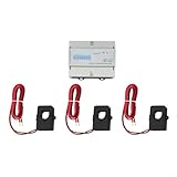Pumixiy Dreiphasiger bidirektionaler Energiezähler, KWh-Monitor mit Fernbedienung, RS485-Kommunikation, Modbus RTU-kompatibel, 126 x 98 x 80 mm, Weiß (200 A)
