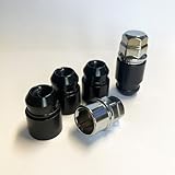 TRACER Felgenschloßmuttern schwarz M12x1.5 - Kegelbund 60° - Länge 34mm Schlüsselweite 19/21 mit 2x Schlüssel kompatibel mit Ford, Chrysler, Toyota, Hyundai, KIA, Honda, Mazda