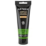 ARTEZA Acrylfarbe, Farbe Gelbgrün, Acrylfarben in 120 ml Beutel/Tube, hochwertige Künstlerfarbe für Acrylmalerei, Malfarben für Leinwand mit hoher Deckkraft