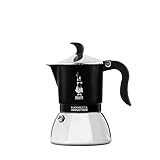 Bialetti Flamme Induktion Kaffeemaschine, Aluminium, Steel, Schwarz, 4 Tassen