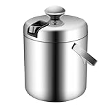 Premium Eiswürfelbehälter mit Deckel - Edelstahl Eiskübel 1,3L Doppelwandig Isoliert, inkl Sieb & Eiszange - Eisbehälter Eiswürfel Eiseimer für Bar, Party & Haus