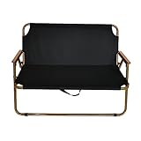 Jawinio Outdoor Campingbank 2-Sitzer Holz faltbar mit Armlehnen Schwarz