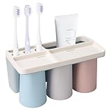 Zythrem 3 Stück Zahnputzbecherhalter Ohne Bohren Elektrische Zahnbürstenkopf Halter Toothbrush Holder Mit Magnetischem Becher Kinder Zahnputzbecher Wand Zahnputzbecher Kunststoff für Familien