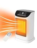 Primevolve Heizlüfter Energiesparender-1800W PTC Keramik Heizlüfter mit Oszillation,12 Stunden-Timer, Fernbedienung, 4 Heizmodi,Thermostat - Leises Energiesparender Heizlüfter
