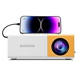 ASHATA Tragbarer Projektor für Smartphone, 1080p Movie Projector mit Integriertem Lautsprecher, 100Ansi 6000LM Manual Focus, Kompatibel mit HDMI, USB 2.0, für Home, Outdoor