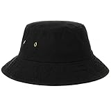 FURTALK Unisex Fischerhut 100% Baumwolle Bucket Hat Verstellbare Sonnenhut für Damen Herren, Schwarz, M